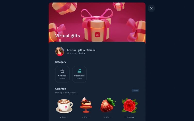 theluckydate virtual gifts
