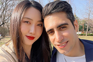 happy couple with chinese woman