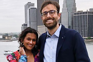 happy couple with indian girl