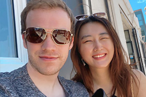happy couple with vietnamese woman