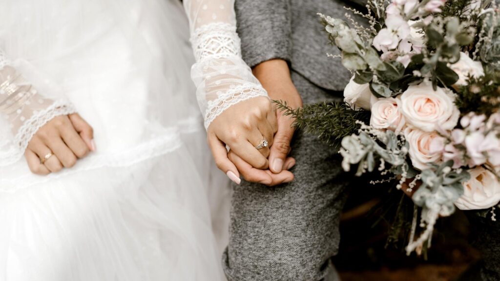 happy bride and groom